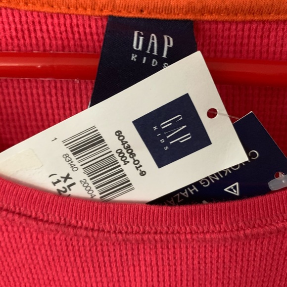 Gap redish fuschia pink cotton top orange long sleeves fun slogan Girls Age 12 - Picture 4 of 4